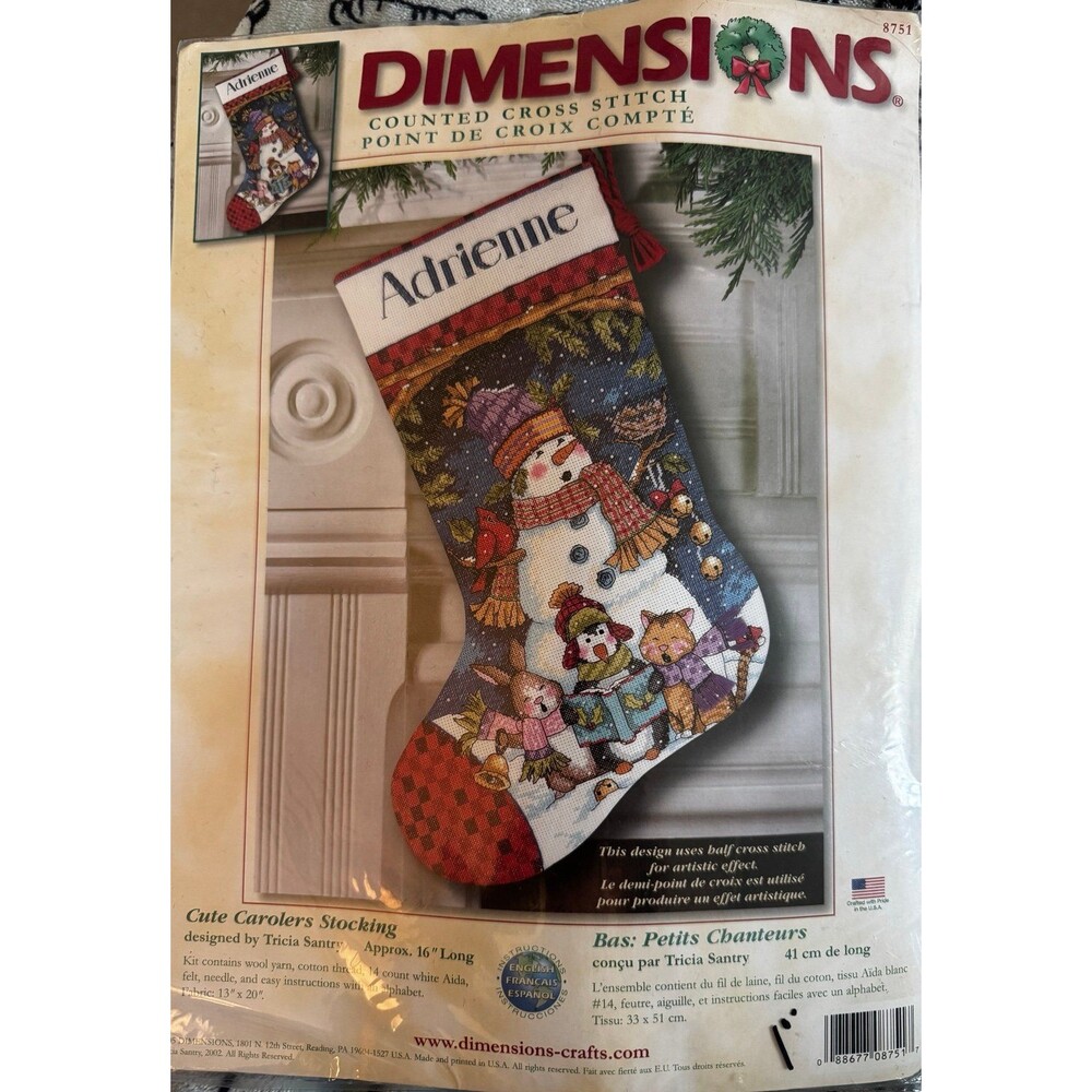 Vintage Dimensions “Cute Carolers Stocking” Counted Cross Stitch Kit #8751